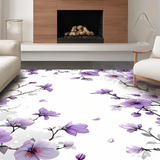 Ultra Soft Area Rug, Non Slip, Stain Resistant, Washable Area Rugs for Living Room, Bedroom, Modern Elegant Floral Composition(Purple)