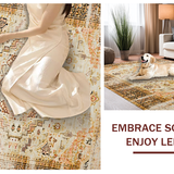 Ultra Soft Area Rug, Non Slip, Stain Resistant, Washable Area Rugs for Living Room, Bedroom, Luxurious Warm Gold Accent Style(Beige)