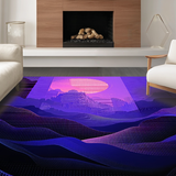 Ultra Soft Area Rug, Non Slip, Stain Resistant, Washable Area Rugs for Living Room, Bedroom, Lively Wave-Inspired Decorative Piece(Purple)