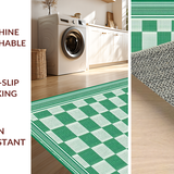 Ultra Soft Area Rug, Non Slip, Stain Resistant, Washable Area Rugs for Living Room, Bedroom, Rustic Modernist Checkered Appeal(Green)