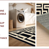 Ultra Soft Area Rug, Non Slip, Stain Resistant, Washable Area Rugs for Living Room, Bedroom, Chic Modern Greek Key Arrangement(Beige)