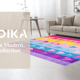 Ultra Soft Area Rug, Non Slip, Stain Resistant, Washable Area Rugs for Living Room, Bedroom, Lively Color Burst Theme(Purple)