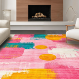 Ultra Soft Area Rug, Non Slip, Stain Resistant, Washable Area Rugs for Living Room, Bedroom, Artful Fluid Color Composition(Pink)