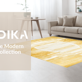Ultra Soft Area Rug, Non Slip, Stain Resistant, Washable Area Rugs for Living Room, Bedroom, Striking Geometric Sun Motif(Gold)