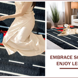 Ultra Soft Area Rug, Non Slip, Stain Resistant, Washable Area Rugs for Living Room, Bedroom, Chic Modern Race Car Motif(Red)