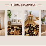 Ultra Soft Area Rug, Non Slip, Stain Resistant, Washable Area Rugs for Living Room, Bedroom, Vintage Maple Leaf Aesthetic(Black)
