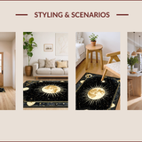 Ultra Soft Area Rug, Non Slip, Stain Resistant, Washable Area Rugs for Living Room, Bedroom, Mystical Occult Crescent Motif(Gold)