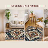 Ultra Soft Area Rug, Non Slip, Stain Resistant, Washable Area Rugs for Living Room, Bedroom, Chic Modern Medallion Pattern(Brown)