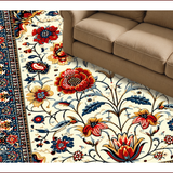 Ultra Soft Area Rug, Non Slip, Stain Resistant, Washable Area Rugs for Living Room, Bedroom, Floral Multi Color Outdoor Yoga Rug(White)