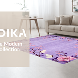 Ultra Soft Area Rug, Non Slip, Stain Resistant, Washable Area Rugs for Living Room, Bedroom, Bright Cheerful Floral Composition(Purple)