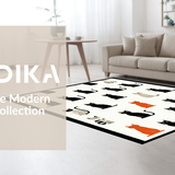 Ultra Soft Area Rug, Non Slip, Stain Resistant, Washable Area Rugs for Living Room, Bedroom, Elegant Vintage Cat Artistry(White)
