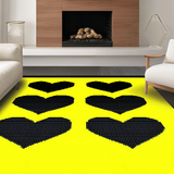 Ultra Soft Area Rug, Non Slip, Stain Resistant, Washable Area Rugs for Living Room, Bedroom, Trendy Minimalist Heart Design(Yellow)
