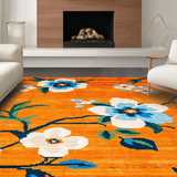 Ultra Soft Area Rug, Non Slip, Stain Resistant, Washable Area Rugs for Living Room, Bedroom, Eclectic Colorful Nature-Inspired Design(Orange)