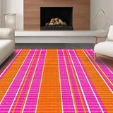Ultra Soft Area Rug, Non Slip, Stain Resistant, Washable Area Rugs for Living Room, Bedroom, Whimsical Vintage Circular Patterns(Orange)