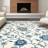 Ultra Soft Area Rug, Non Slip, Stain Resistant, Washable Area Rugs for Living Room, Bedroom, Fanciful Botanical Accent Design(Ivory)