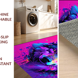Ultra Soft Area Rug, Non Slip, Stain Resistant, Washable Area Rugs for Living Room, Bedroom, Lively Ethereal Wolf Composition(Purple)