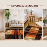 Ultra Soft Area Rug, Non Slip, Stain Resistant, Washable Area Rugs for Living Room, Bedroom, Rustic Earthy Striped Textile(Brown)