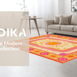 Ultra Soft Area Rug, Non Slip, Stain Resistant, Washable Area Rugs for Living Room, Bedroom, Enchanting Colorful Dreamscape Theme(Orange)