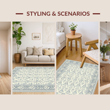 Ultra Soft Area Rug, Non Slip, Stain Resistant, Washable Area Rugs for Living Room, Bedroom, Sleek Geometric Patterns in Grayscale(Beige)