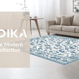 Ultra Soft Area Rug, Non Slip, Stain Resistant, Washable Area Rugs for Living Room, Bedroom, Lush Curved Floral Aesthetic(White)