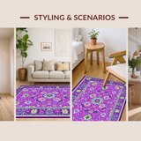Ultra Soft Area Rug, Non Slip, Stain Resistant, Washable Area Rugs for Living Room, Bedroom, Serene Abstract Botanical Design(Purple)