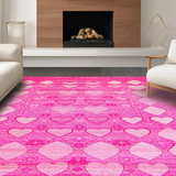Ultra Soft Area Rug, Non Slip, Stain Resistant, Washable Area Rugs for Living Room, Bedroom, Delightful Textured Heart Theme(Pink)