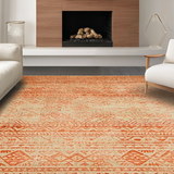 Ultra Soft Area Rug, Non Slip, Stain Resistant, Washable Area Rugs for Living Room, Bedroom, Vibrant Antique Inspired Geometry(Orange)