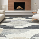 Ultra Soft Area Rug, Non Slip, Stain Resistant, Washable Area Rugs for Living Room, Bedroom, Softly Textured Scallop Visual(Gray)