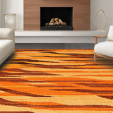Ultra Soft Area Rug, Non Slip, Stain Resistant, Washable Area Rugs for Living Room, Bedroom, Rustic Handcrafted Wildlife Motif(Orange)