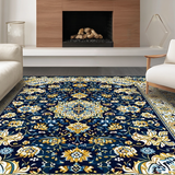 Ultra Soft Area Rug, Non Slip, Stain Resistant, Washable Area Rugs for Living Room, Bedroom, Earthy Tone Decorative Symmetry(Blue)