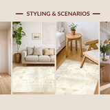 Ultra Soft Area Rug, Non Slip, Stain Resistant, Washable Area Rugs for Living Room, Bedroom, Rustic Neutral Medallion Motif Delight(Beige)