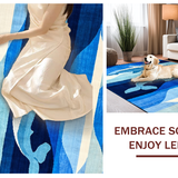 Ultra Soft Area Rug, Non Slip, Stain Resistant, Washable Area Rugs for Living Room, Bedroom, Charming Coastal Animal Illustration(Blue)