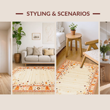 Ultra Soft Area Rug, Non Slip, Stain Resistant, Washable Area Rugs for Living Room, Bedroom, Serene Monochrome Curved Patterns(Beige)
