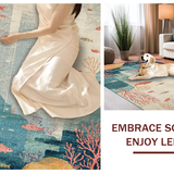 Ultra Soft Area Rug, Non Slip, Stain Resistant, Washable Area Rugs for Living Room, Bedroom, Aquatic Sanctuary Decorative Rug With Marine Life Illustrations(Gray)