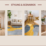 Ultra Soft Area Rug, Non Slip, Stain Resistant, Washable Area Rugs for Living Room, Bedroom, Geometric Abstract Bedroom High Traffic Area Carpet(Gold)
