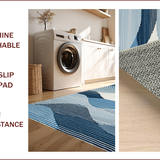 Ultra Soft Area Rug, Non Slip, Stain Resistant, Washable Area Rugs for Living Room, Bedroom, Modern Abstract Grey and Blue Fusion(Blue)