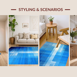 Ultra Soft Area Rug, Non Slip, Stain Resistant, Washable Area Rugs for Living Room, Bedroom, Whimsical Abstract Expressionist Style(Blue)