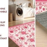 Ultra Soft Area Rug, Non Slip, Stain Resistant, Washable Area Rugs for Living Room, Bedroom, Delicate Soft Pastel Garden Pattern(White)