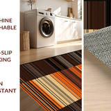 Ultra Soft Area Rug, Non Slip, Stain Resistant, Washable Area Rugs for Living Room, Bedroom, Rustic Earthy Striped Textile(Brown)
