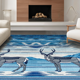 Ultra Soft Area Rug, Non Slip, Stain Resistant, Washable Area Rugs for Living Room, Bedroom, Cozy Earthy Animal Silhouette(Blue)