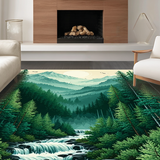 Ultra Soft Area Rug, Non Slip, Stain Resistant, Washable Area Rugs for Living Room, Bedroom, Serene Outdoor Oasis Design(Green)
