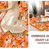 Ultra Soft Area Rug, Non Slip, Stain Resistant, Washable Area Rugs for Living Room, Bedroom, Dynamic Multicolor Geometric Style(Orange)