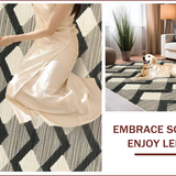 Ultra Soft Area Rug, Non Slip, Stain Resistant, Washable Area Rugs for Living Room, Bedroom, Checkered Geometric Pattern(Black)