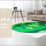 Ultra Soft Area Rug, Non Slip, Stain Resistant, Washable Area Rugs for Living Room, Bedroom, Circular Earth-Themed Rug for Playroom Learning Spaces(Green)
