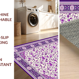 Ultra Soft Area Rug, Non Slip, Stain Resistant, Washable Area Rugs for Living Room, Bedroom, Trendy Minimalist Floral Aesthetic(Purple)