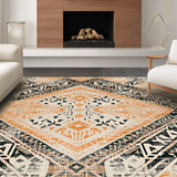 Ultra Soft Area Rug, Non Slip, Stain Resistant, Washable Area Rugs for Living Room, Bedroom, Vivid Abstract Trellis Elements(Orange)
