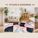 Ultra Soft Area Rug, Non Slip, Stain Resistant, Washable Area Rugs for Living Room, Bedroom, Contemporary Black and Gray Abstract Design(Pink)