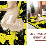 Ultra Soft Area Rug, Non Slip, Stain Resistant, Washable Area Rugs for Living Room, Bedroom, Charming Animal Motif in Black(Yellow)