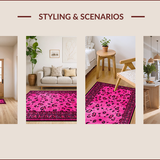 Ultra Soft Area Rug, Non Slip, Stain Resistant, Washable Area Rugs for Living Room, Bedroom, Playful Pink Animal Print Charm(Pink)