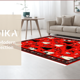Ultra Soft Area Rug, Non Slip, Stain Resistant, Washable Area Rugs for Living Room, Bedroom, Funny Western Cat(Red)